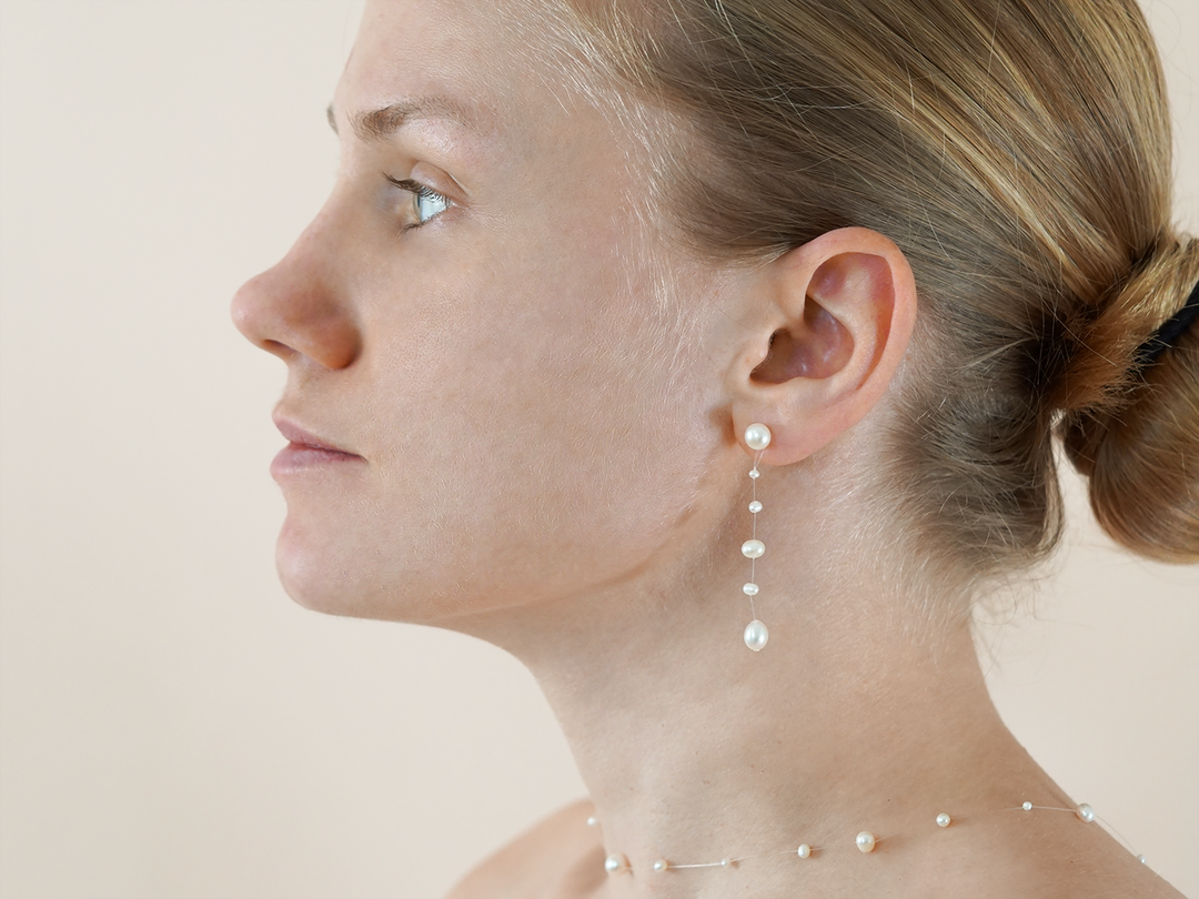 Aimée - Boucles d'oreilles perles flottantes