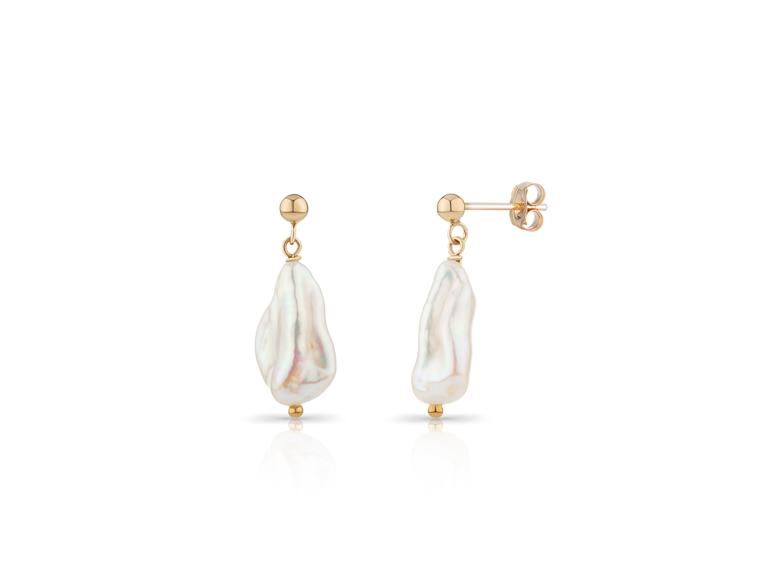 BAROQUE PEARL STUDS GOLD
