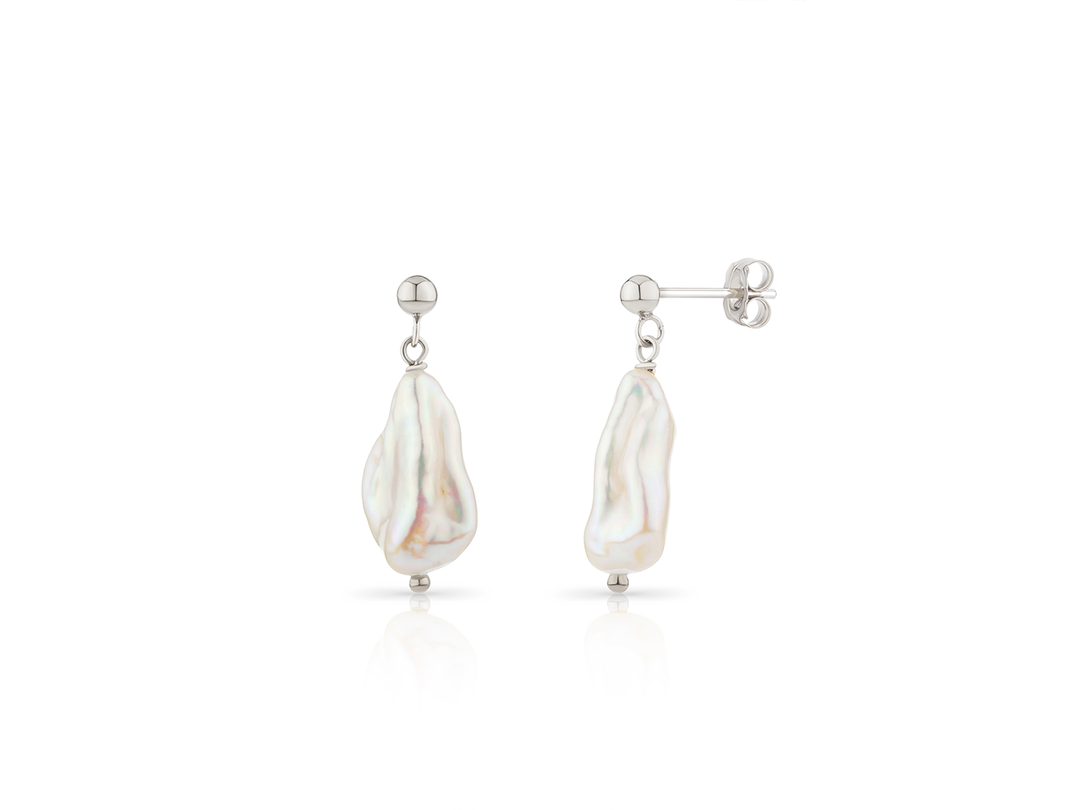 BAROQUE PEARL STUDS SILVER