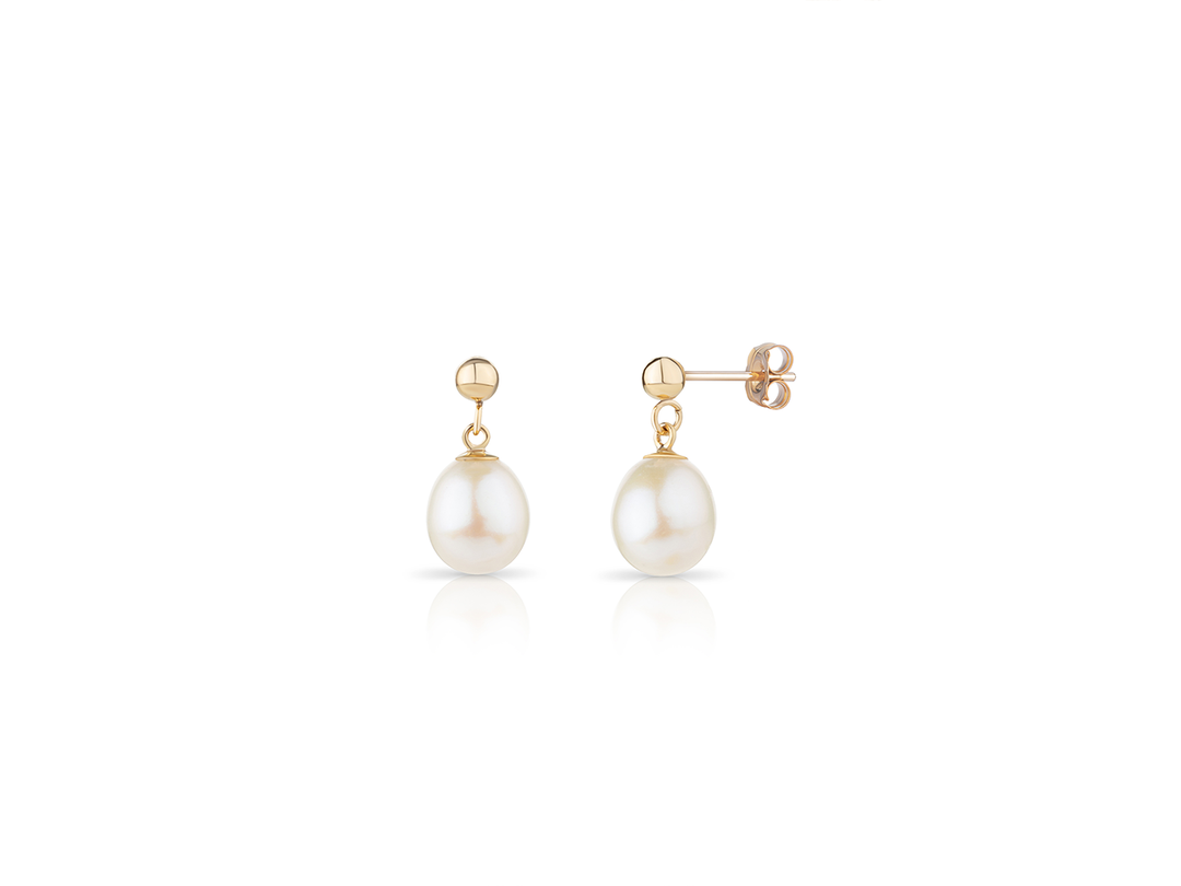 CLASSIC PEARL STUD DROP EARRINGS GOLD