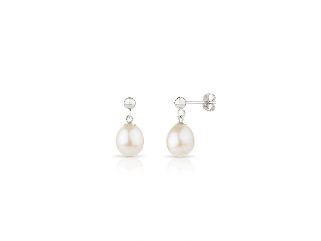 CLASSIC PEARL STUD DROP EARRINGS SILVER