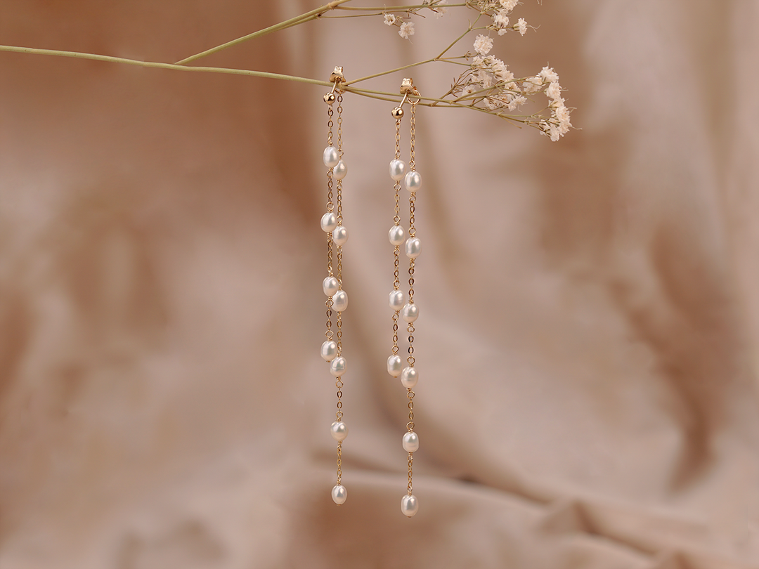 long dangle pearl earrings