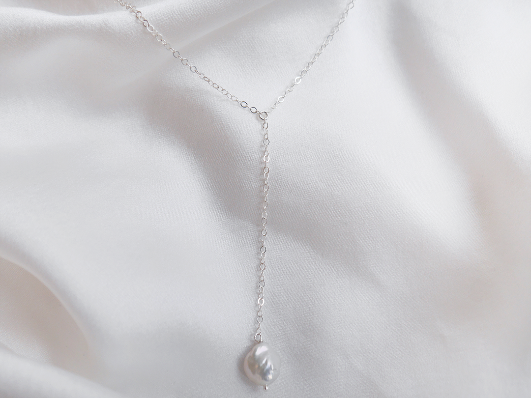Alyssa - Lariat Necklace with Keishi pearl for Brides